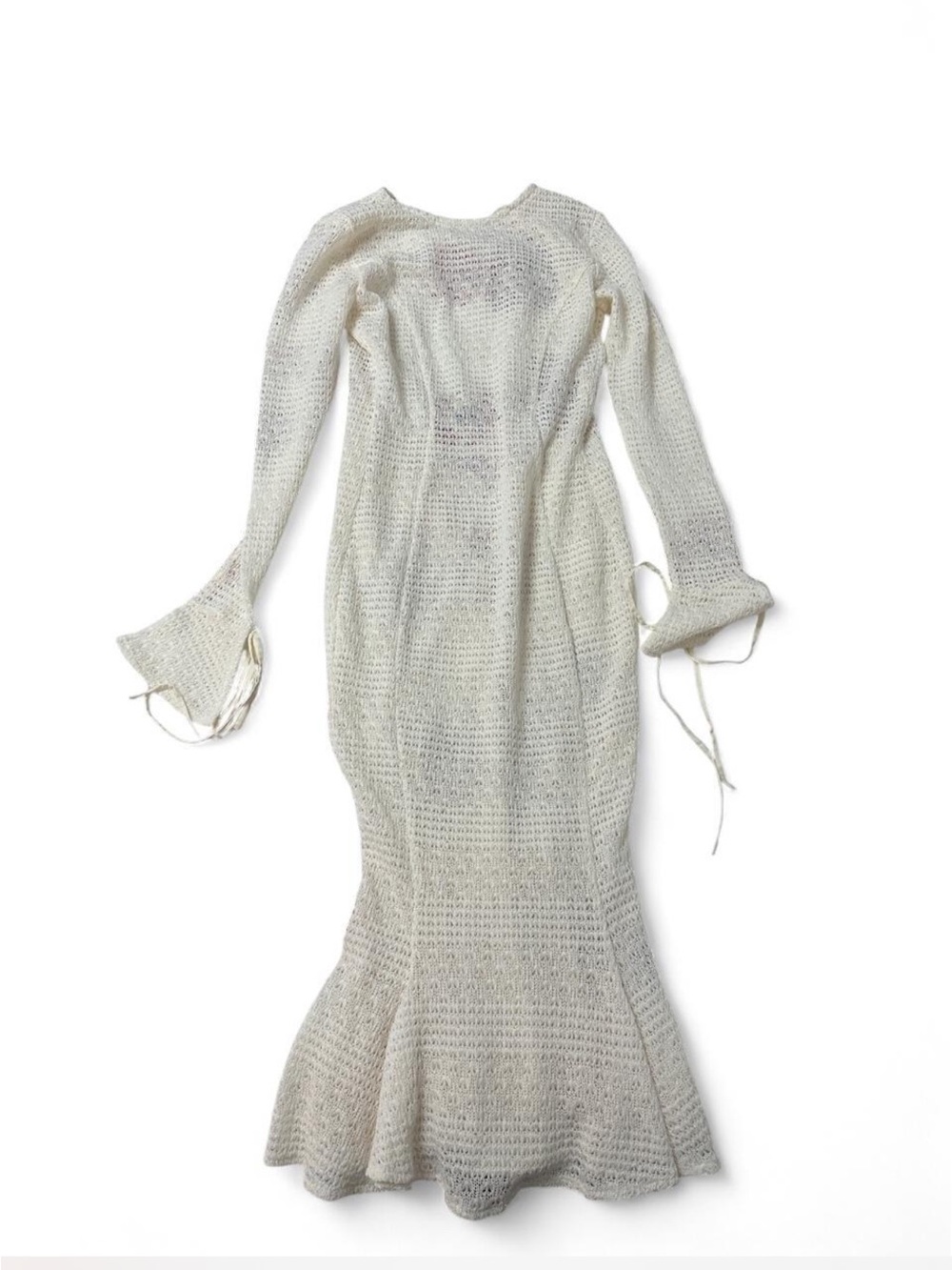 Miss circle women’s pamina white beige crochet dress long sleeve flare mermaid